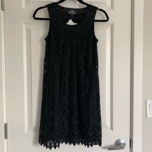 Angie Black‎ Lace Mini Dress - Beaded Neckline Sleeveless Boho Chic - Size S NWT